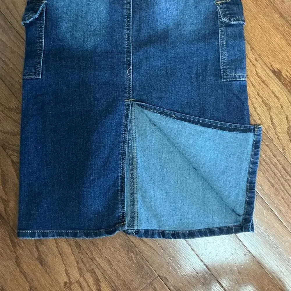 Wallflower Girl  Dark Blue Denim Maxi Skirt Distressed Size 8 NWT - Picture 8 of 8